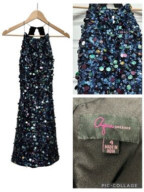 Aqua Brand - Iridescent Sequin Halter Dress